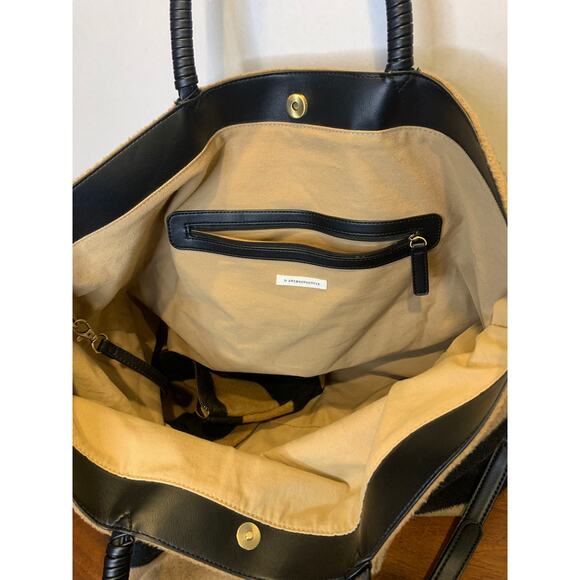 Anthropologie Striped Fuzzy Tote Bag  pouch included - Picture 8 of 13